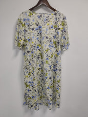  Floral Print Pleated Short Sleeve Dress