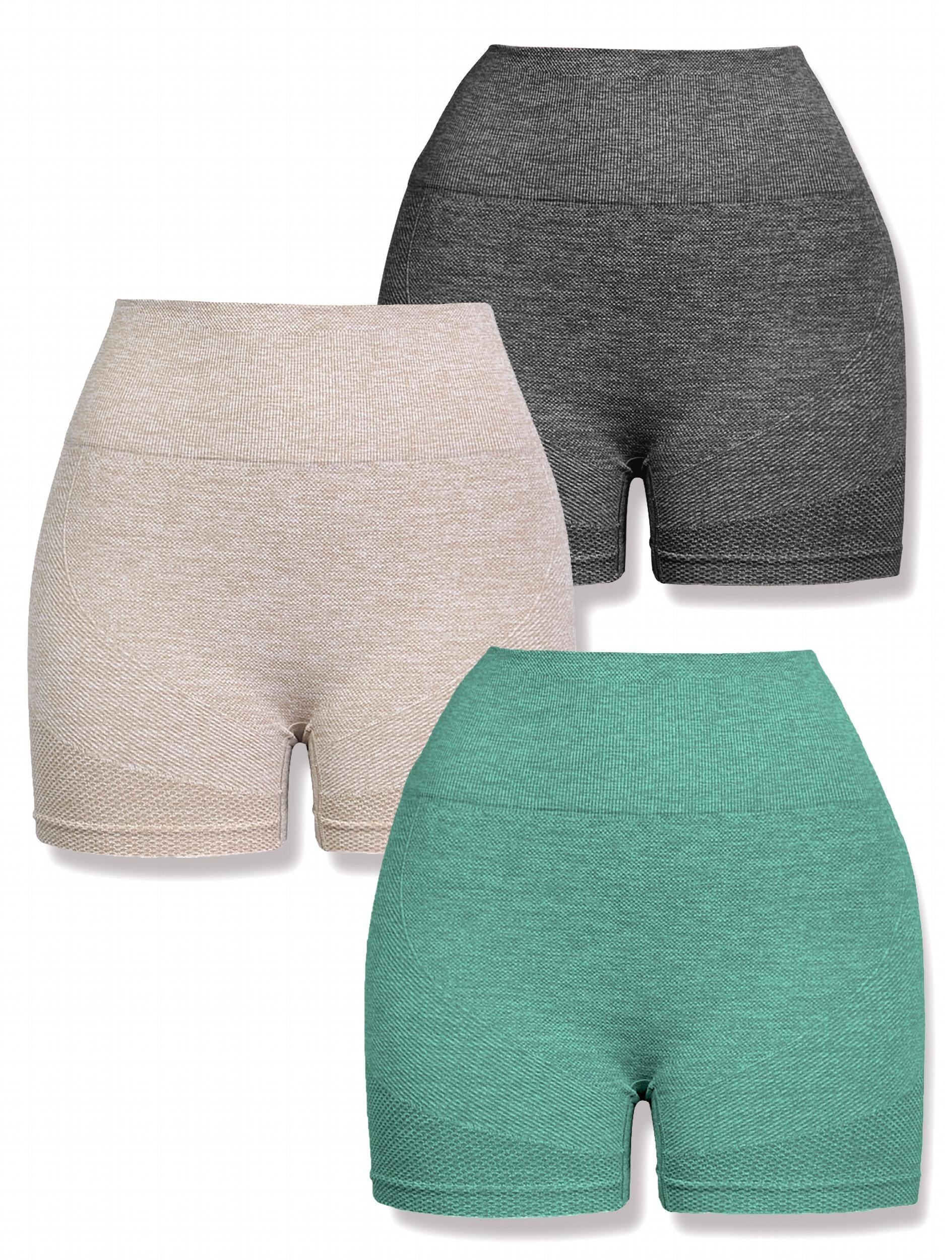 3pcs Women's Seamless Hip Lifting Yoga Sports Shorts Tummy Control