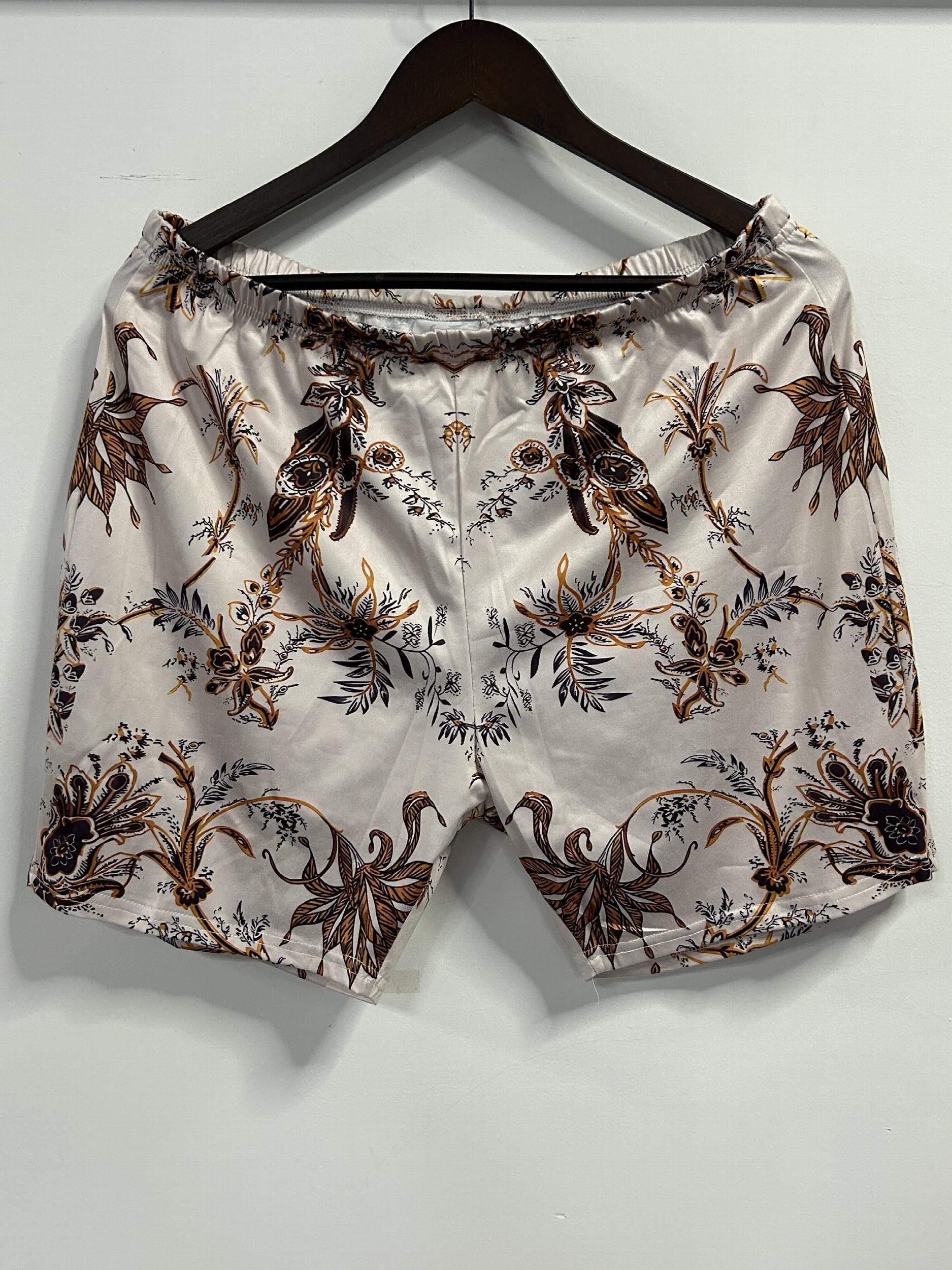  Plants Print Off Shoulder Top & Shorts Set