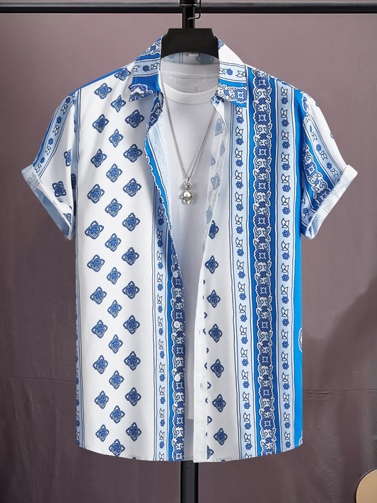 Boho Print Men's Shirt - Resort Fashion Top