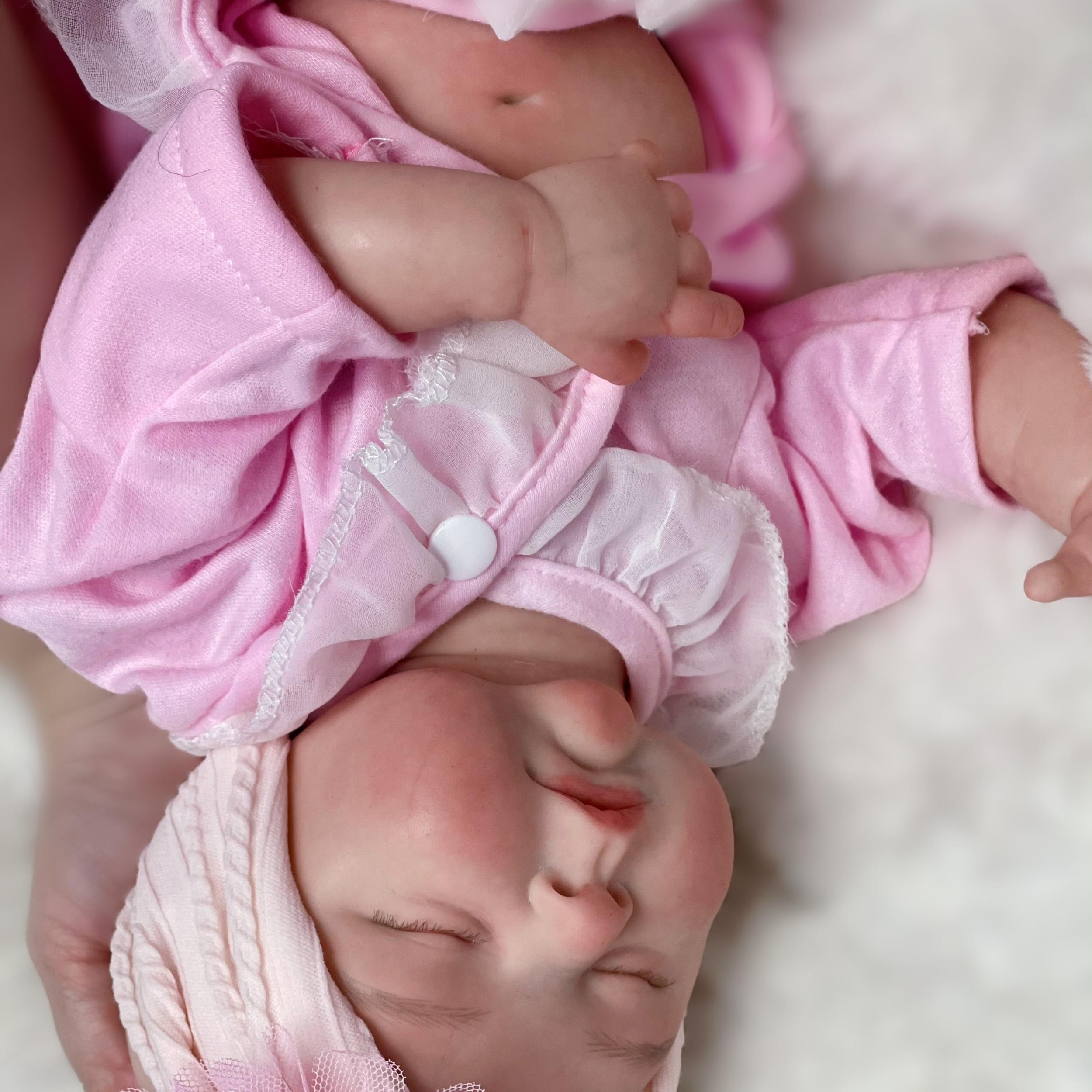 Realistic Silicone Reborn Youngsters Doll Lifelike Sleeping Girl Pink Onesie