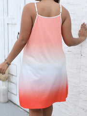  Ombre Print Ruched Round Neck Cami Dress