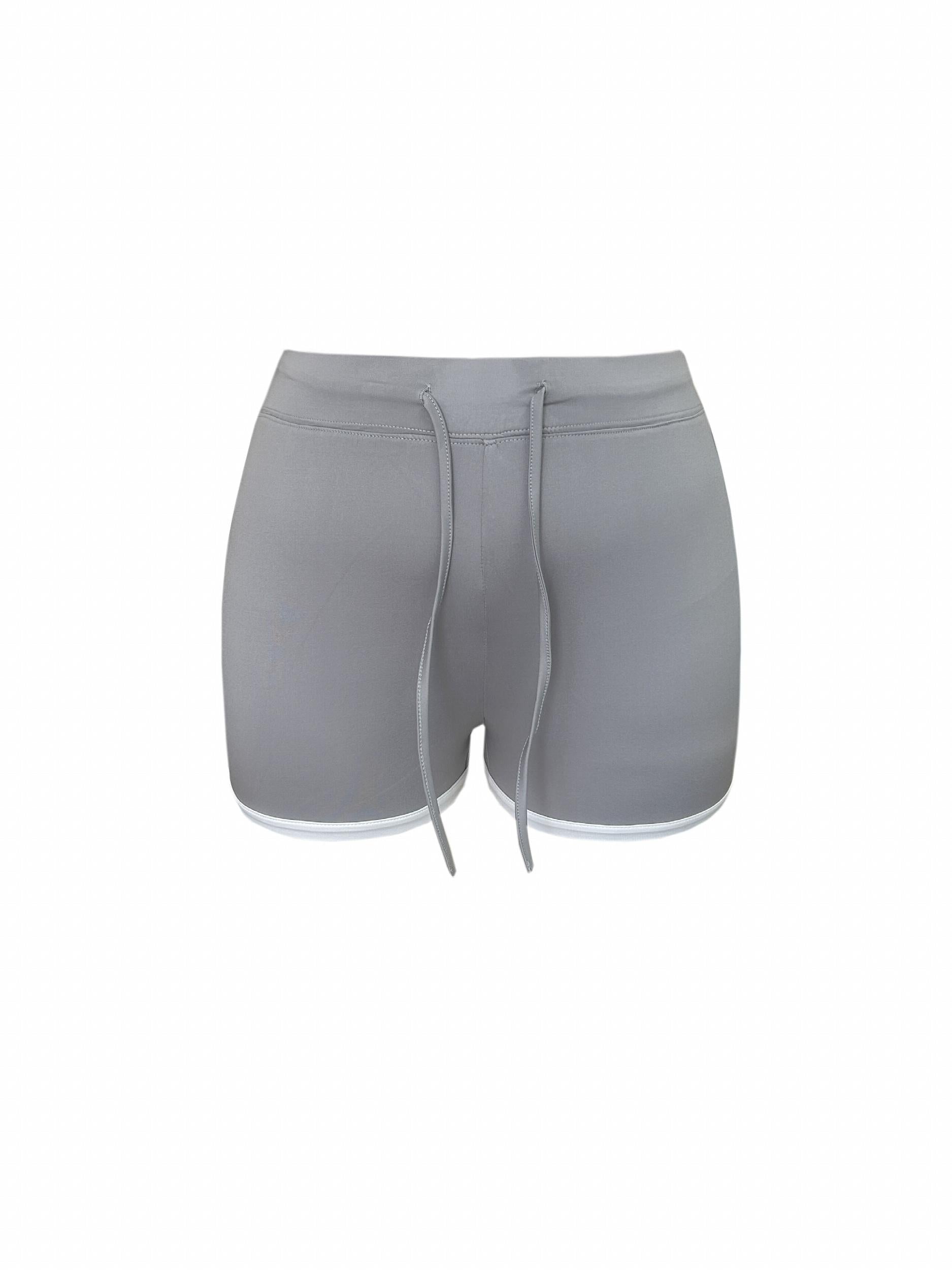  Drawstring Contrast Trim Stretch Shorts