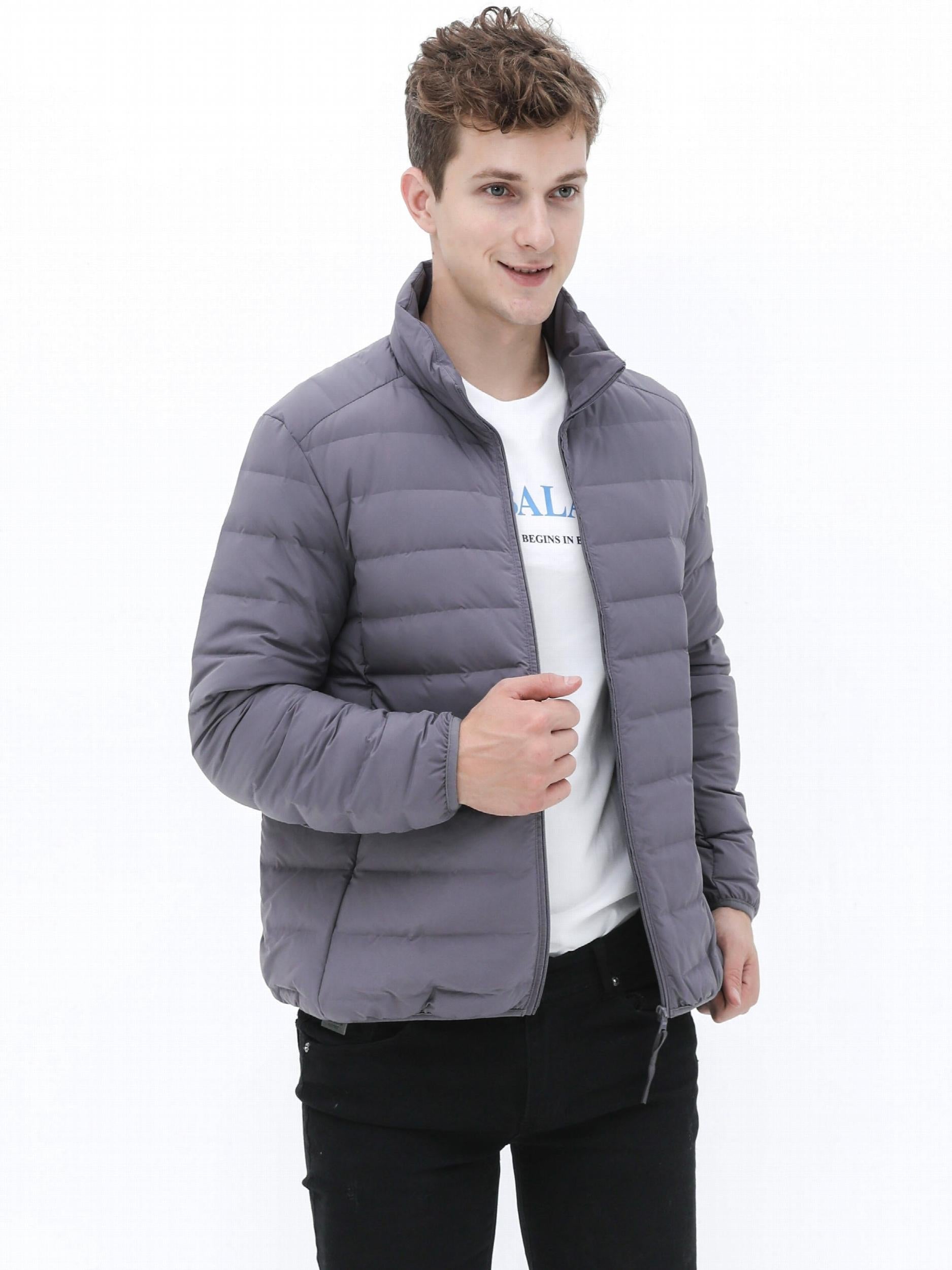Men's Lightweight Puffer Jacket Stand Collar Outwear for Fall Winter