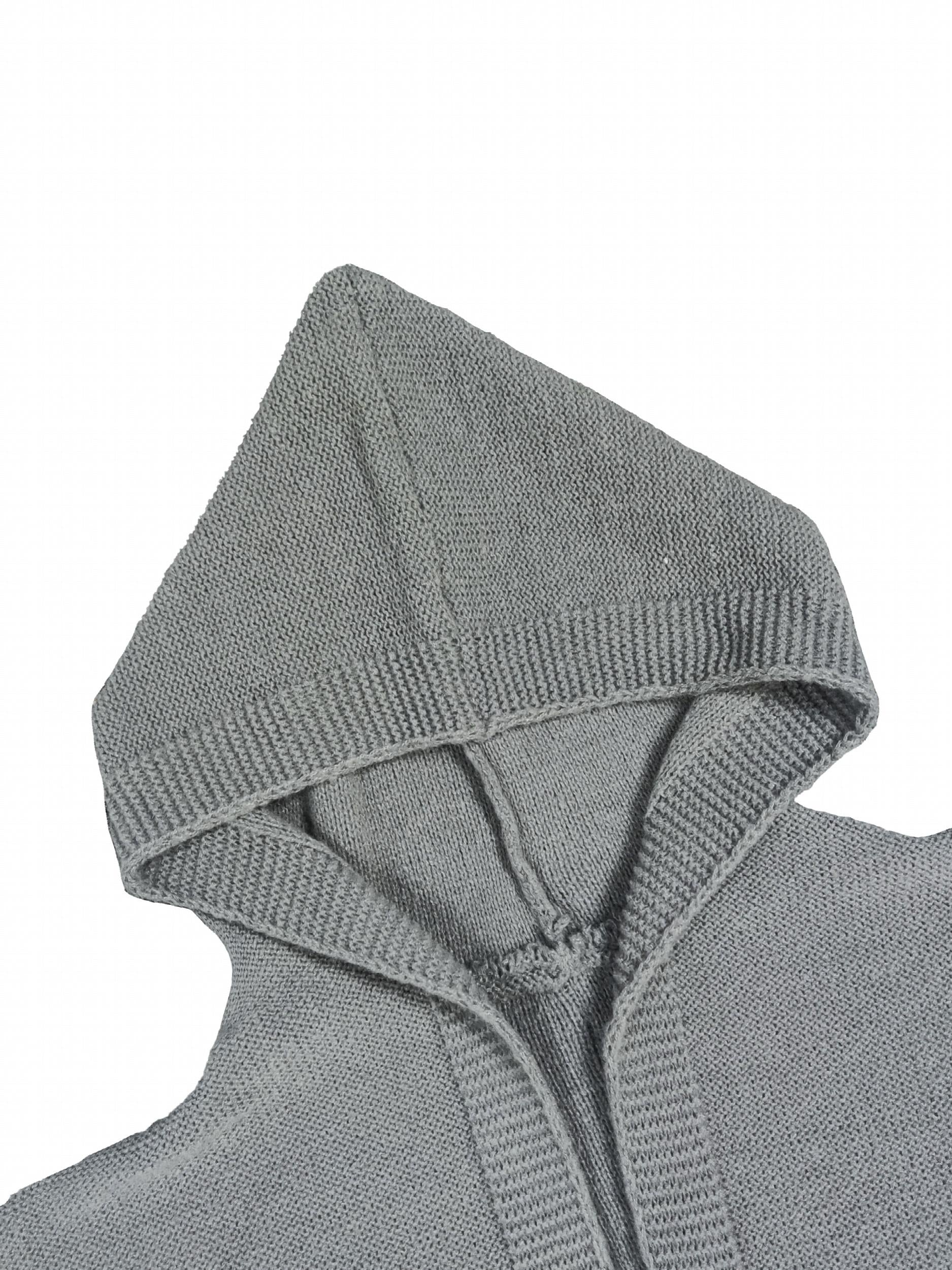  Solid Long Sleeve Hooded Cardigan