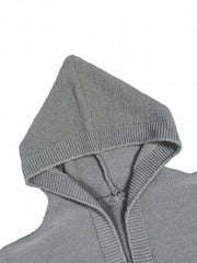  Solid Long Sleeve Hooded Cardigan