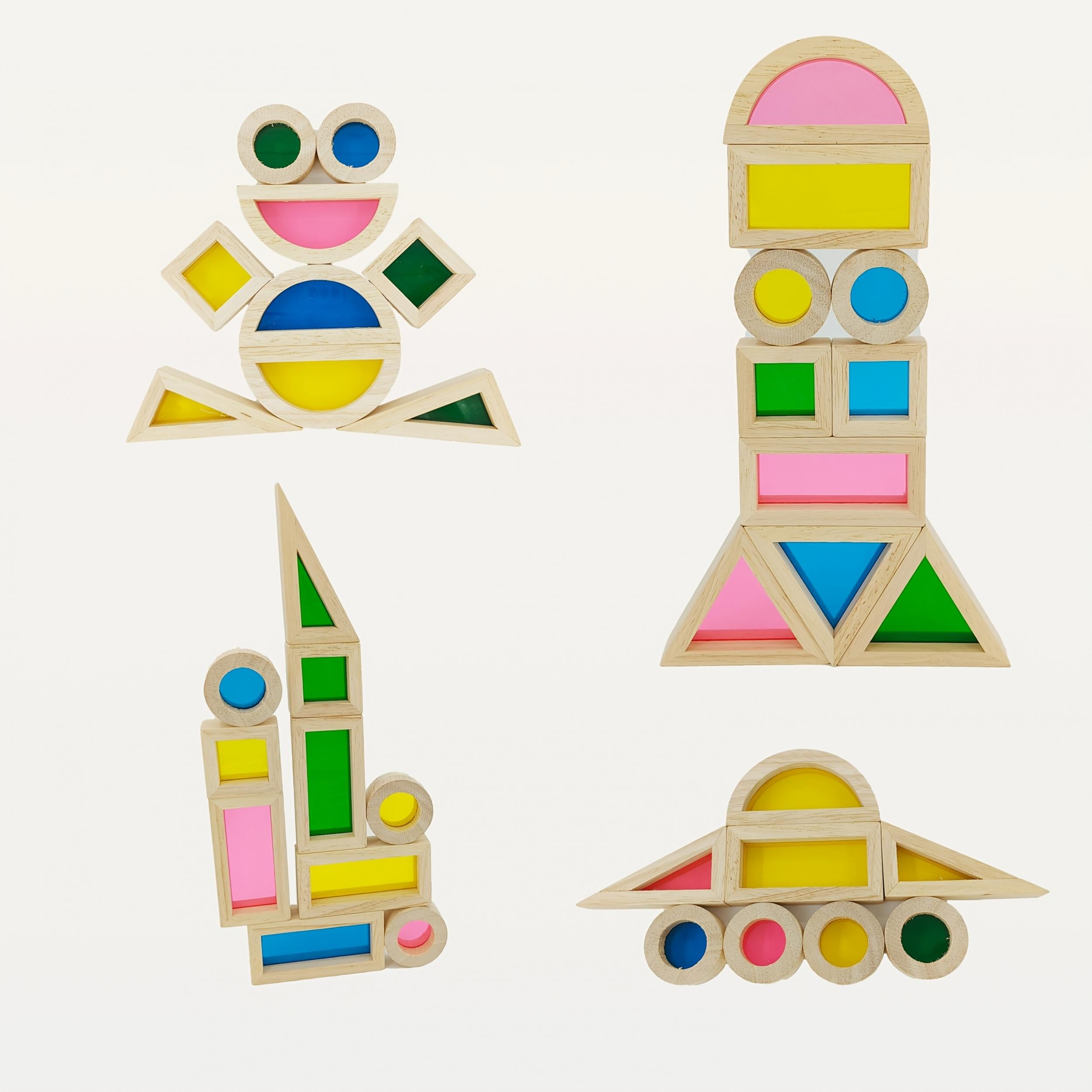 Rainbow Wooden Building Blocks Educational Puzzle Toy for Youngsters