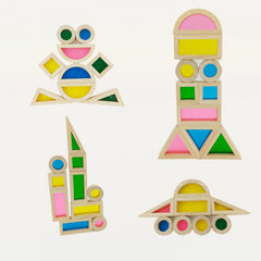 Rainbow Wooden Building Blocks Educational Puzzle Toy for Youngsters