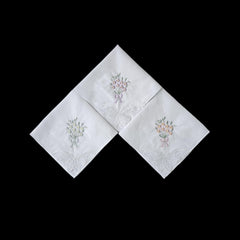 3pcs Flower Embroidered Handkerchief Wedding Supplies