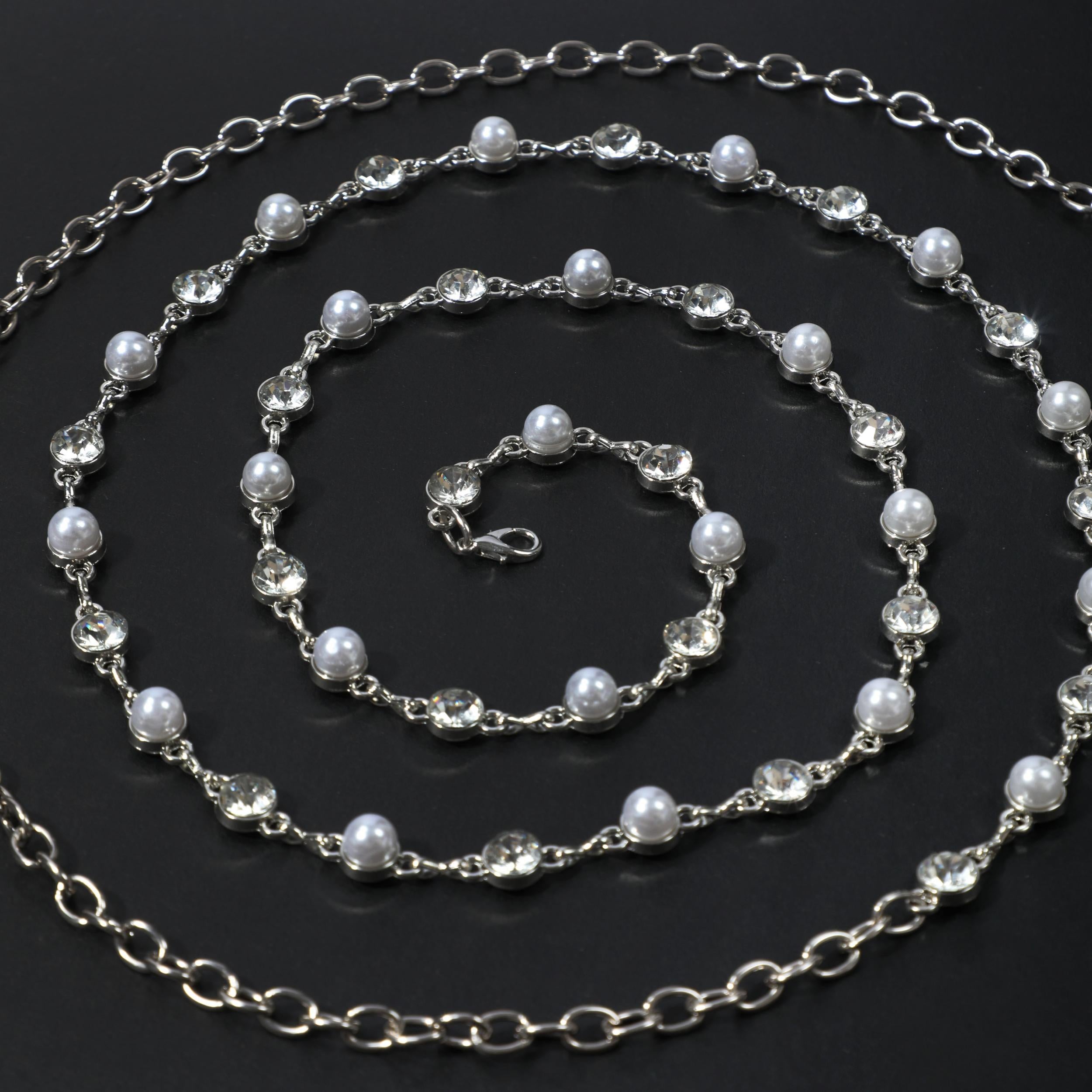Double Layer Waist Chain Faux Pearl Rhinestone Belly Chain