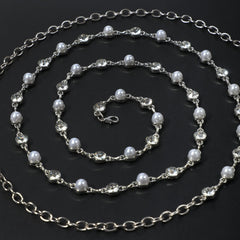 Double Layer Waist Chain Faux Pearl Rhinestone Belly Chain