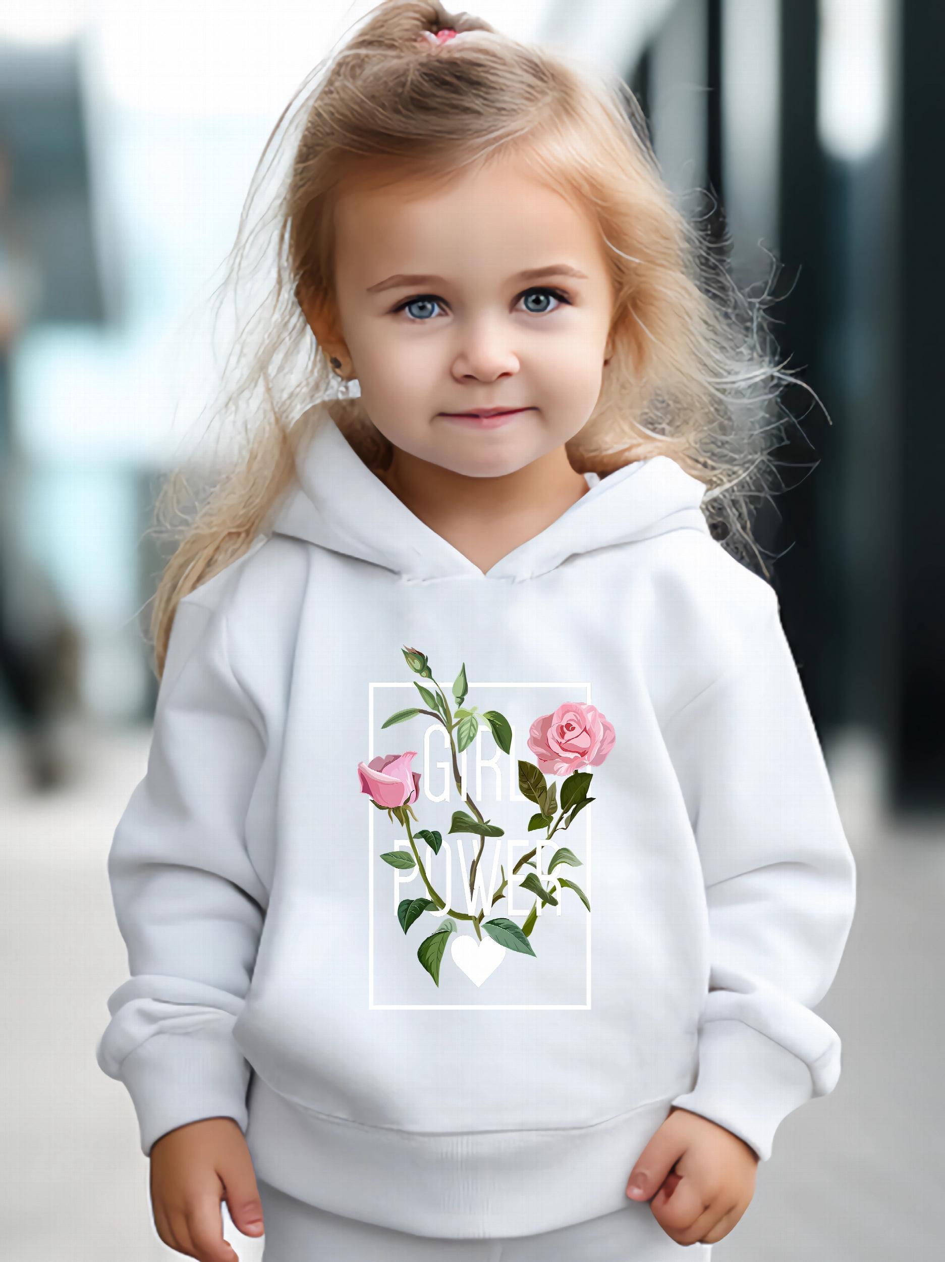 Flower Long Sleeve Hoodie Girls Comfy Sweatshirt