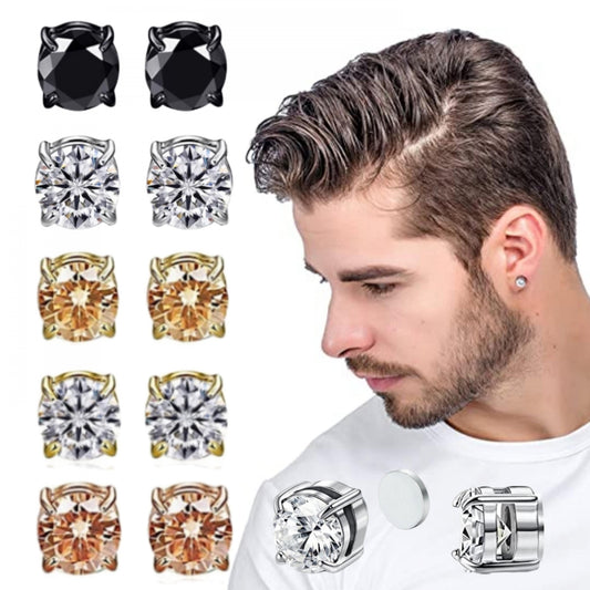 Stainless Steel Magnetic Stud Earrings CZ Magnet 6 8MM Christmas