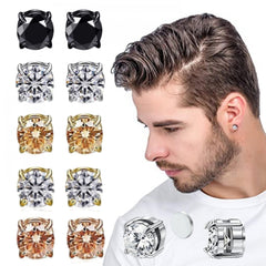 Stainless Steel Magnetic Stud Earrings CZ Magnet 6 8MM Christmas