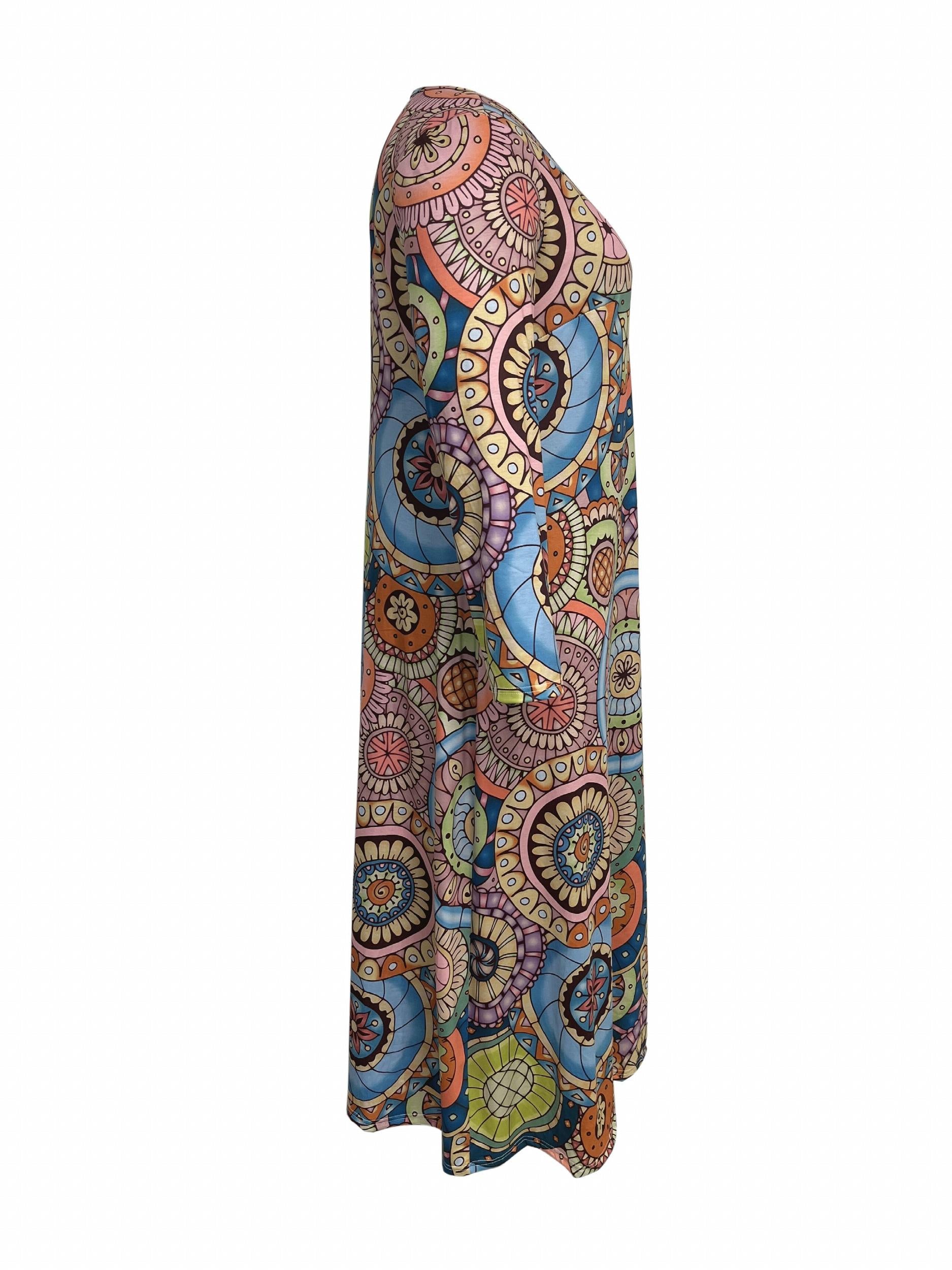  Retro Dress Women's Plus Madala Print Maxi Dress