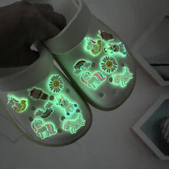 21pcs Luminous Rainbow & Unicorn Shoe Decoration Charms