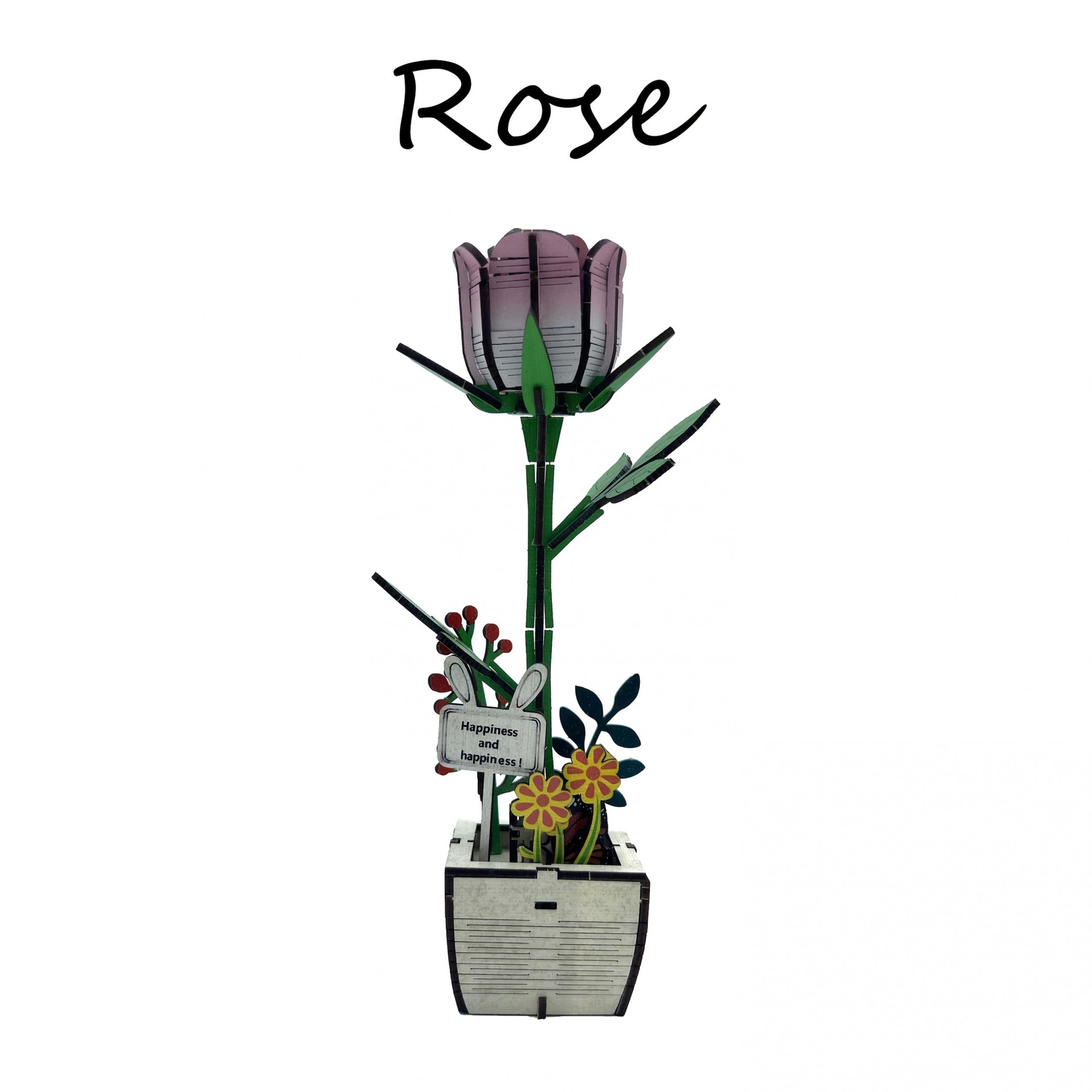 DIY 3D Wooden Puzzle Eternal Romance Flower Series Handcrafted Model