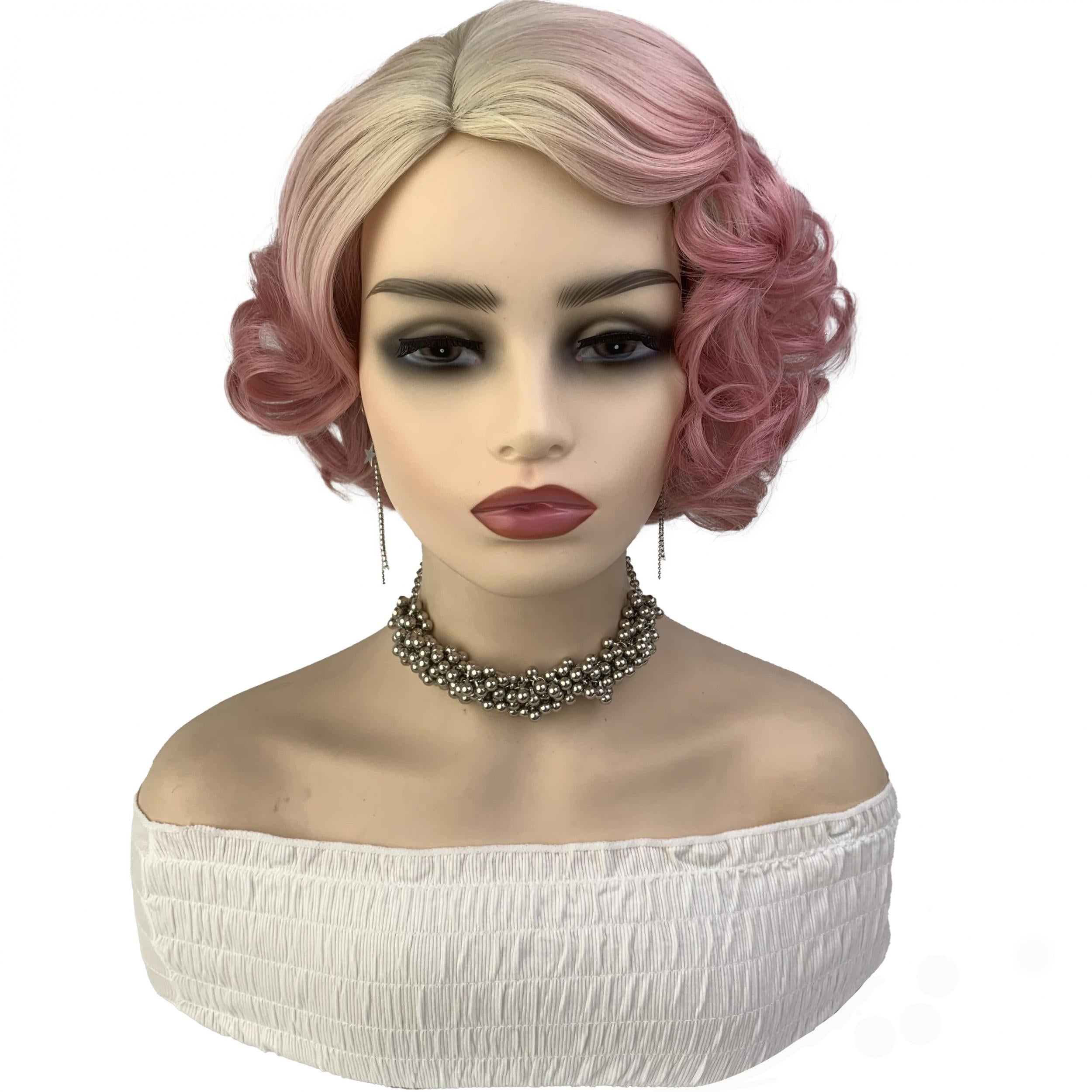 Short Blonde Curly Wig for Halloween Cosplay 20-32cm