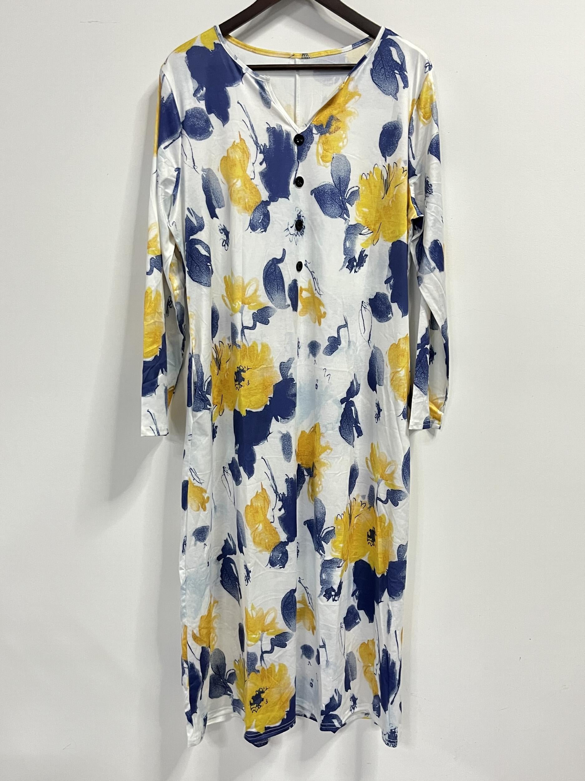  Women's Floral Print Long Sleeve Casual Dress