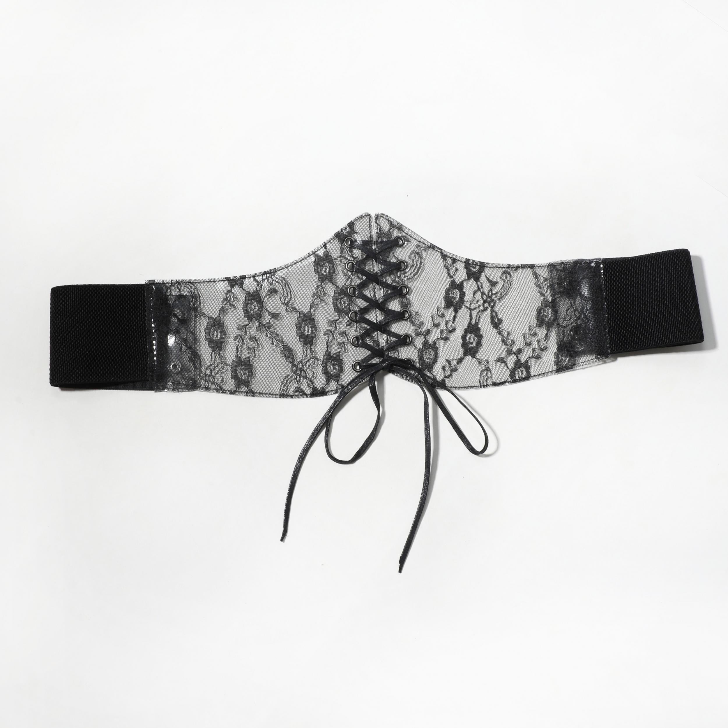 Lace Up Corset Belt Lace Floral Wide Waistband
