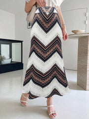  Women's Geometric Print Maxi Mermaid Skirt