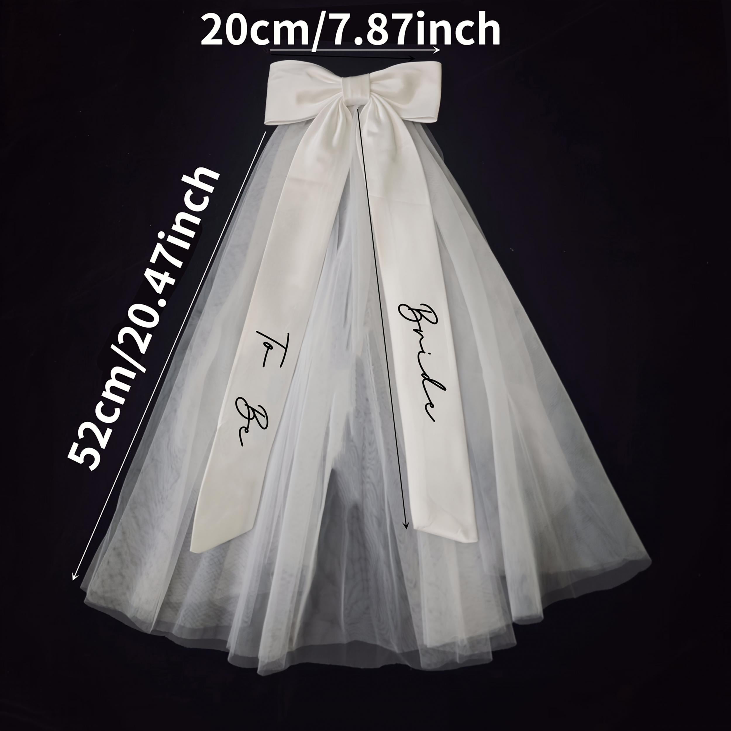 Bridal Veil Headpiece with Large Bow & Bride to Be Ribbon