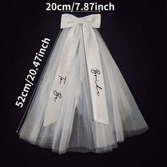 Bridal Veil Headpiece with Large Bow & Bride to Be Ribbon