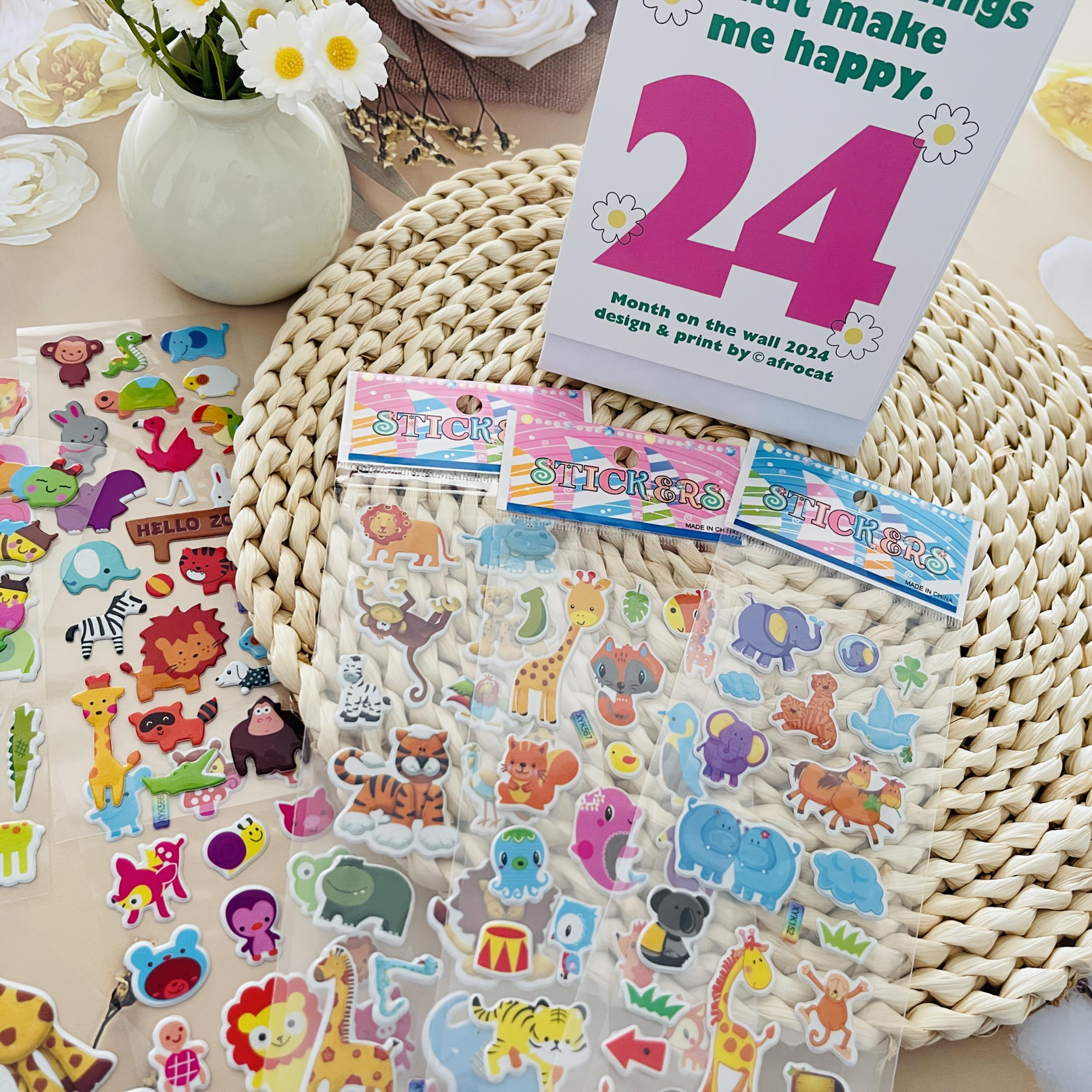 8 Zoo Animal Stickers Lion Deer Owl Monkey Leopard Scrapbooking Decals