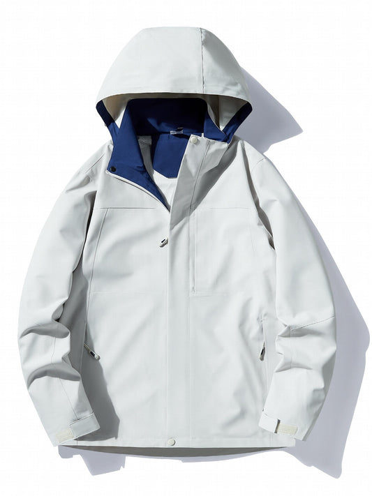 Men's Waterproof Windbreaker Hooded Jacket for Outdoors