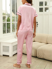 Striped Pajamas Set Short Sleeve Top & Pants