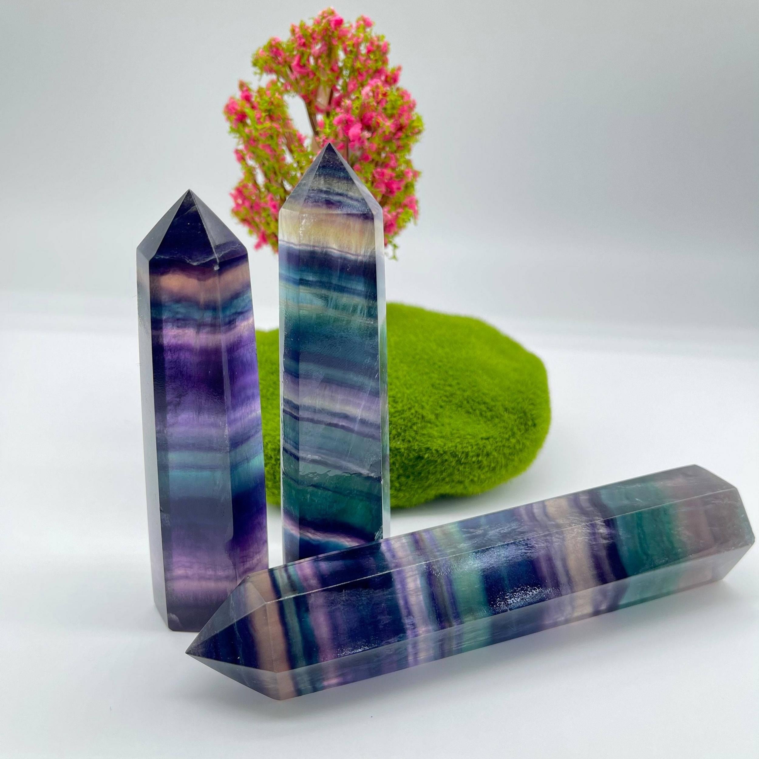 4 Inch Rainbow Crystal Tower Healing Point Wand Obelisk Specimen