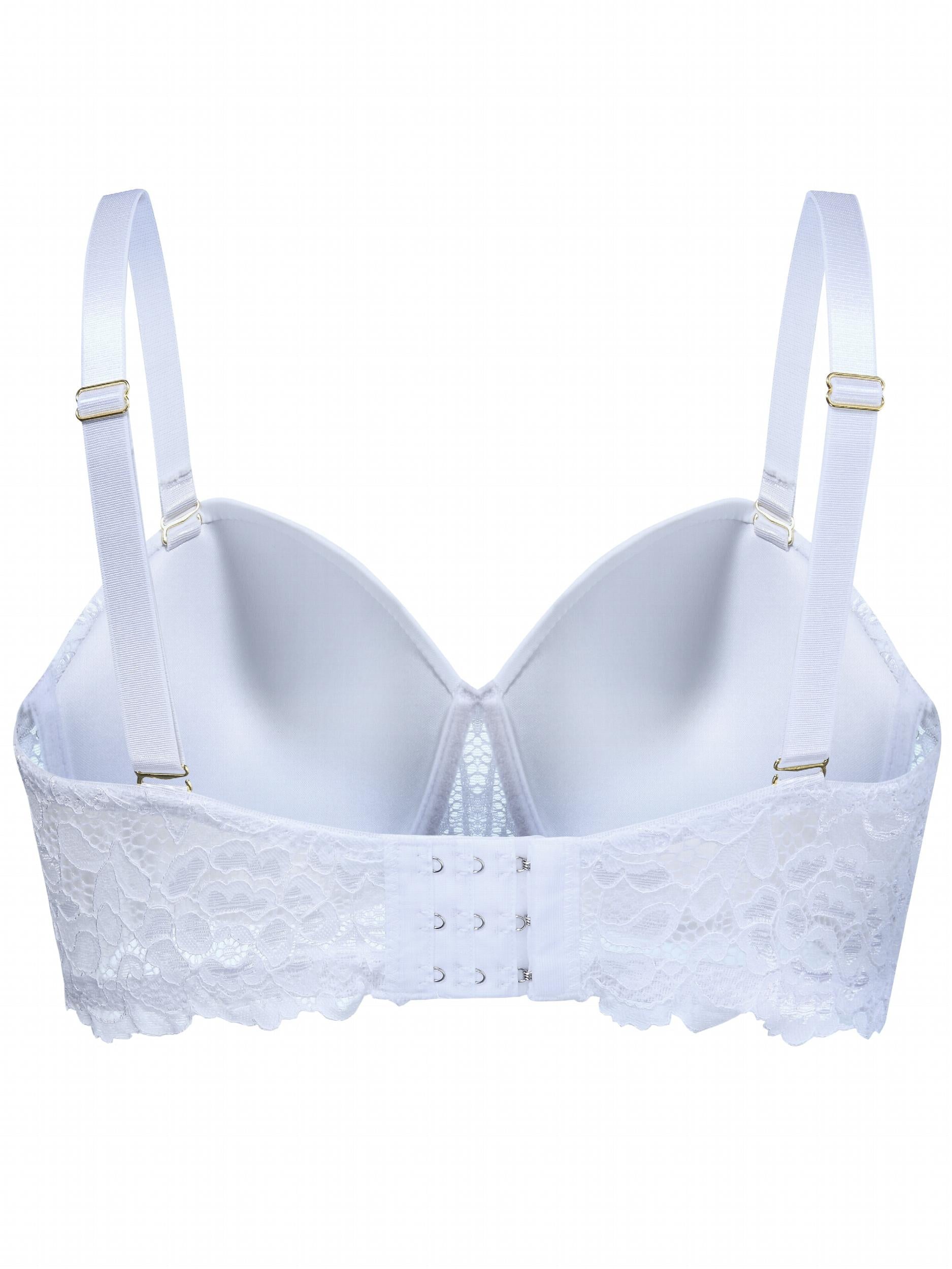 Contrast Lace Molded Cup Bralette With Removable Straps