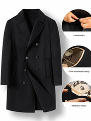 Men's Woolen Trench Coat Double Breasted Overcoat