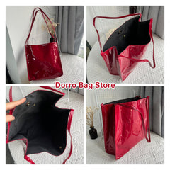Patent Leather Shoulder Bag Large Capacity Tote Top Handle Purse