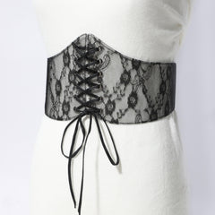 Lace Up Corset Belt Lace Floral Wide Waistband