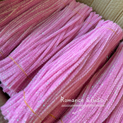 200pcs Pink Glitter Pipe Cleaners Craft for DIY Bouquet Chenille Stems
