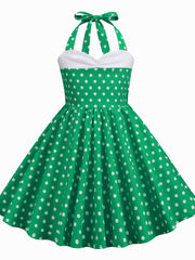 Girls Polka Dots Halter Neck Princess Dress for Party