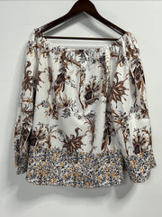  Plants Print Off Shoulder Top & Shorts Set