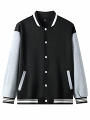 Heartbreaker Letter Print Rose Pattern Graphic Baseball Jacket Men