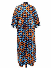  Geometric Print Three Quarter Sleeve Cardigan