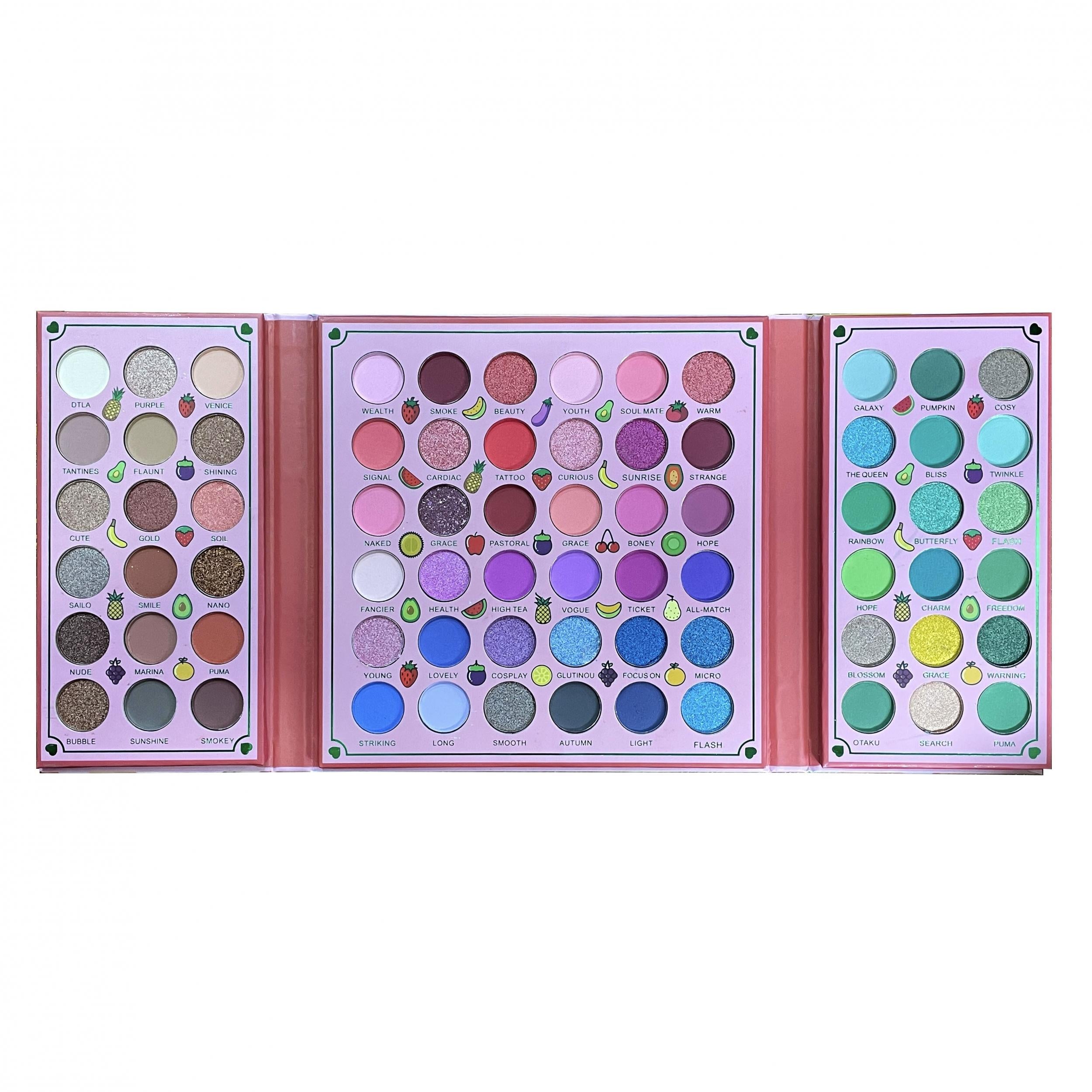 72 Colors Fruit Pattern Eyeshadow Palette Matte Pearly Sequin Makeup Palette