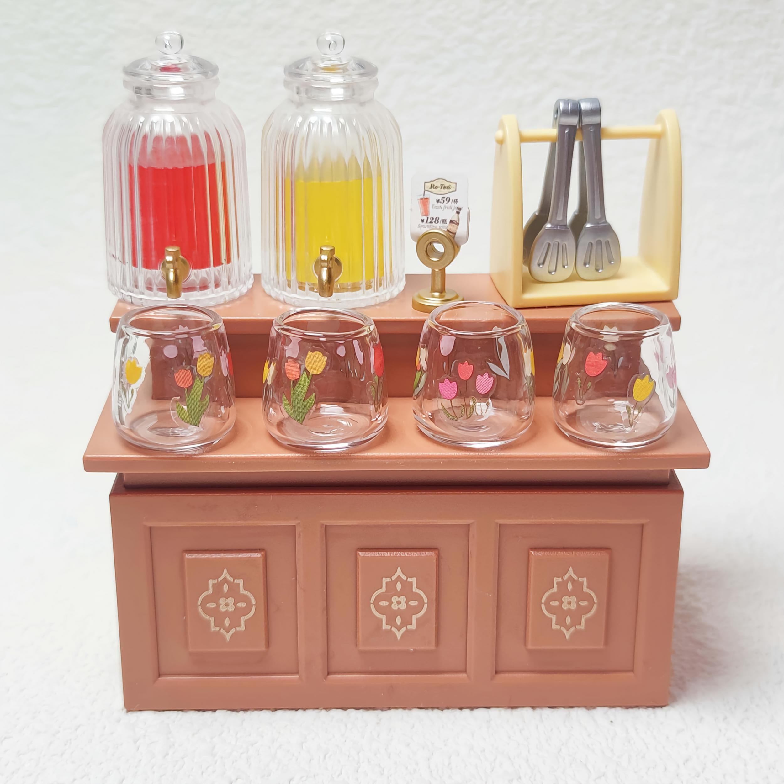 2pcs Mini Glass Cups Animal & Fruit Design Dollhouse Decor High Glass