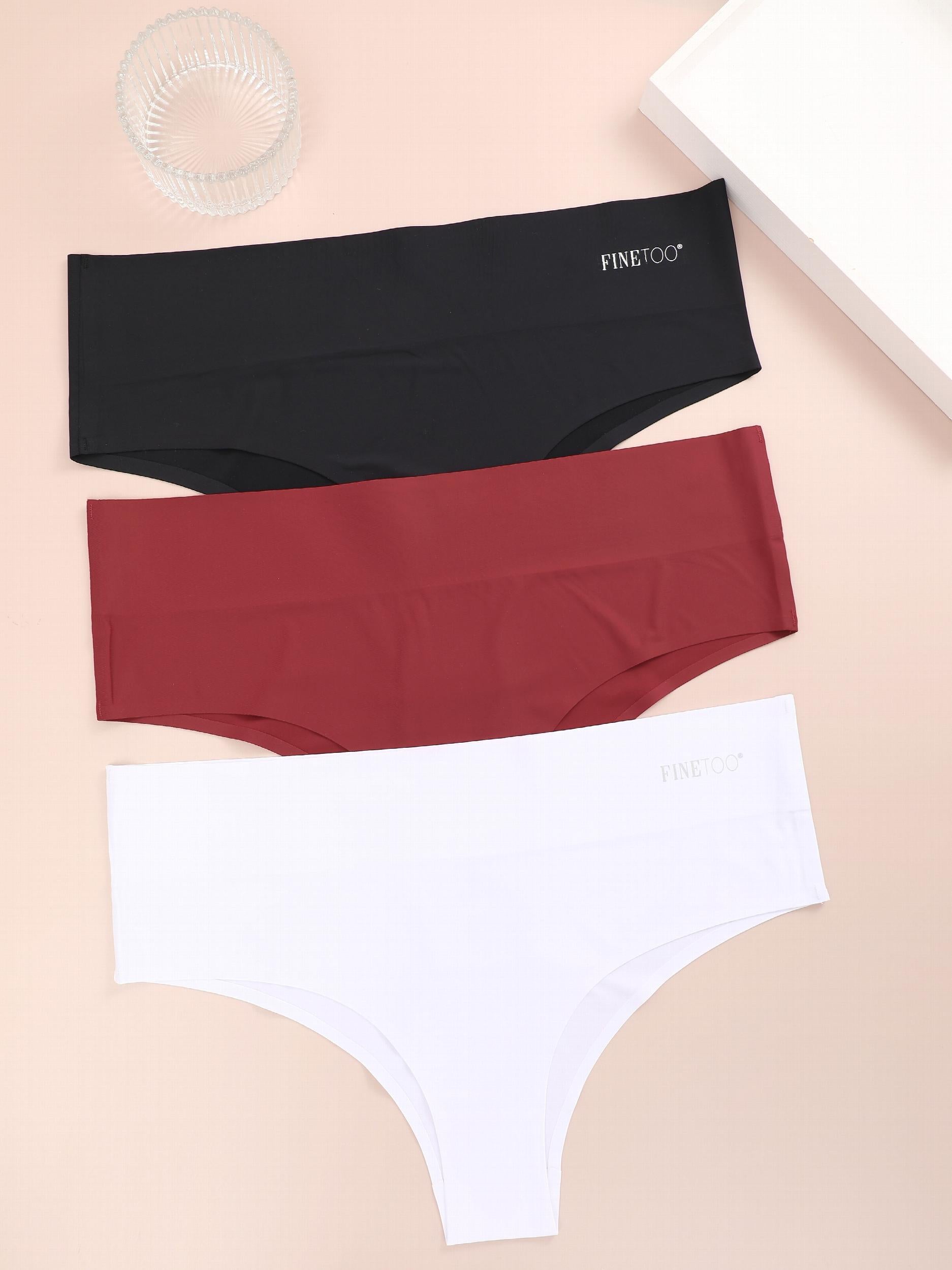 3 Pack Plus Size Panties Set Women's Plus Seamless High Rise Thong