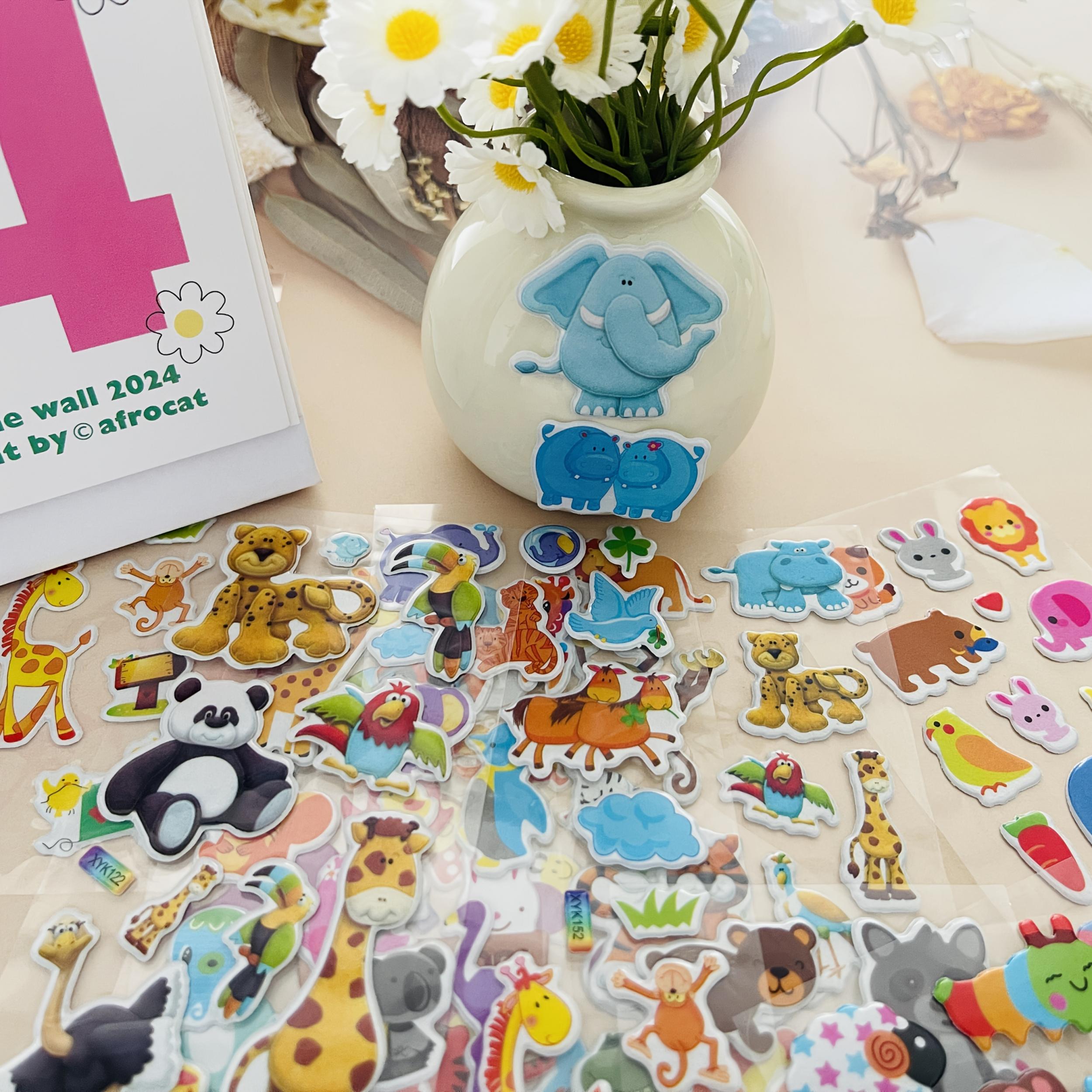 8 Zoo Animal Stickers Lion Deer Owl Monkey Leopard Scrapbooking Decals