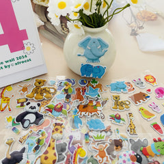 8 Zoo Animal Stickers Lion Deer Owl Monkey Leopard Scrapbooking Decals