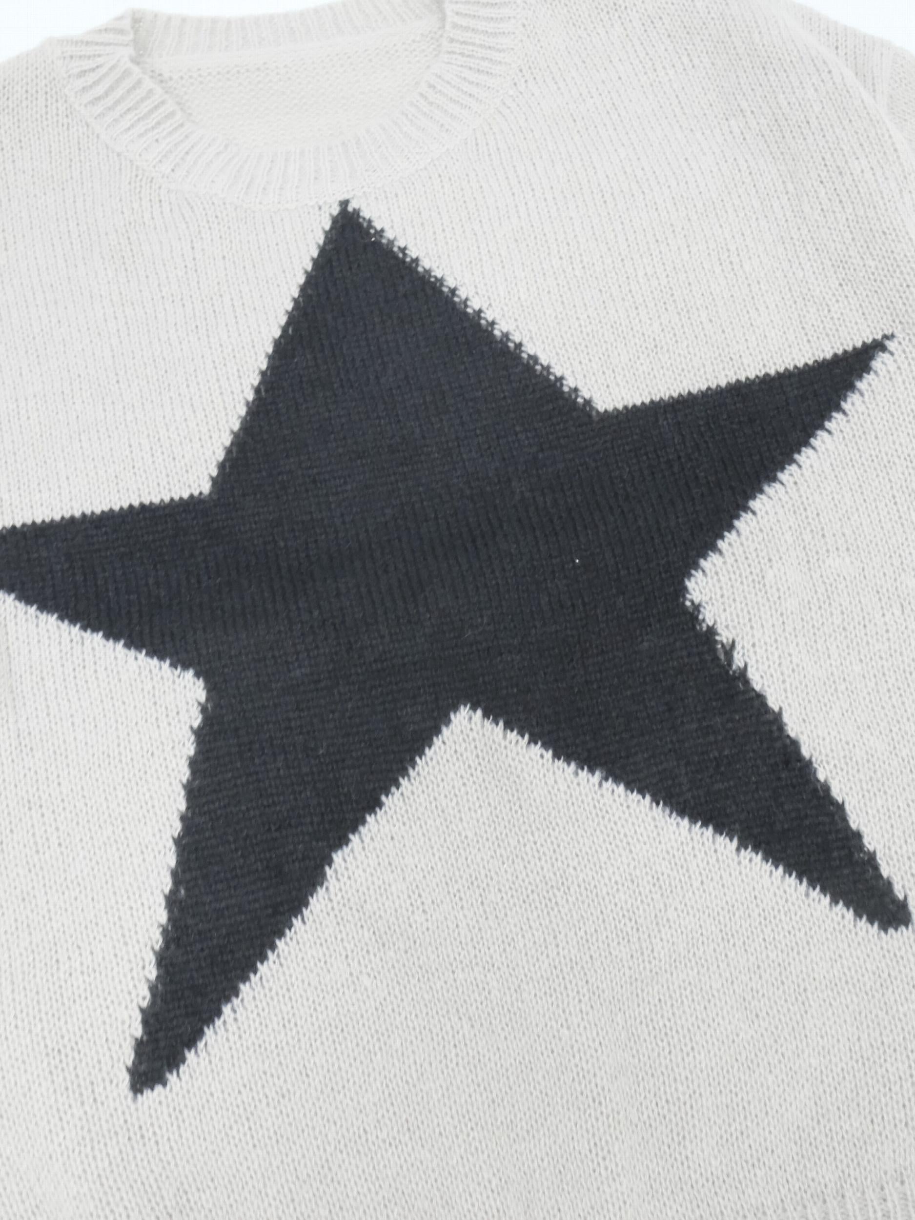 Star Pattern Drop Shoulder Sweater Long Sleeve Casual Sweater