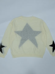 Star Pattern Drop Shoulder Sweater Long Sleeve Casual Sweater