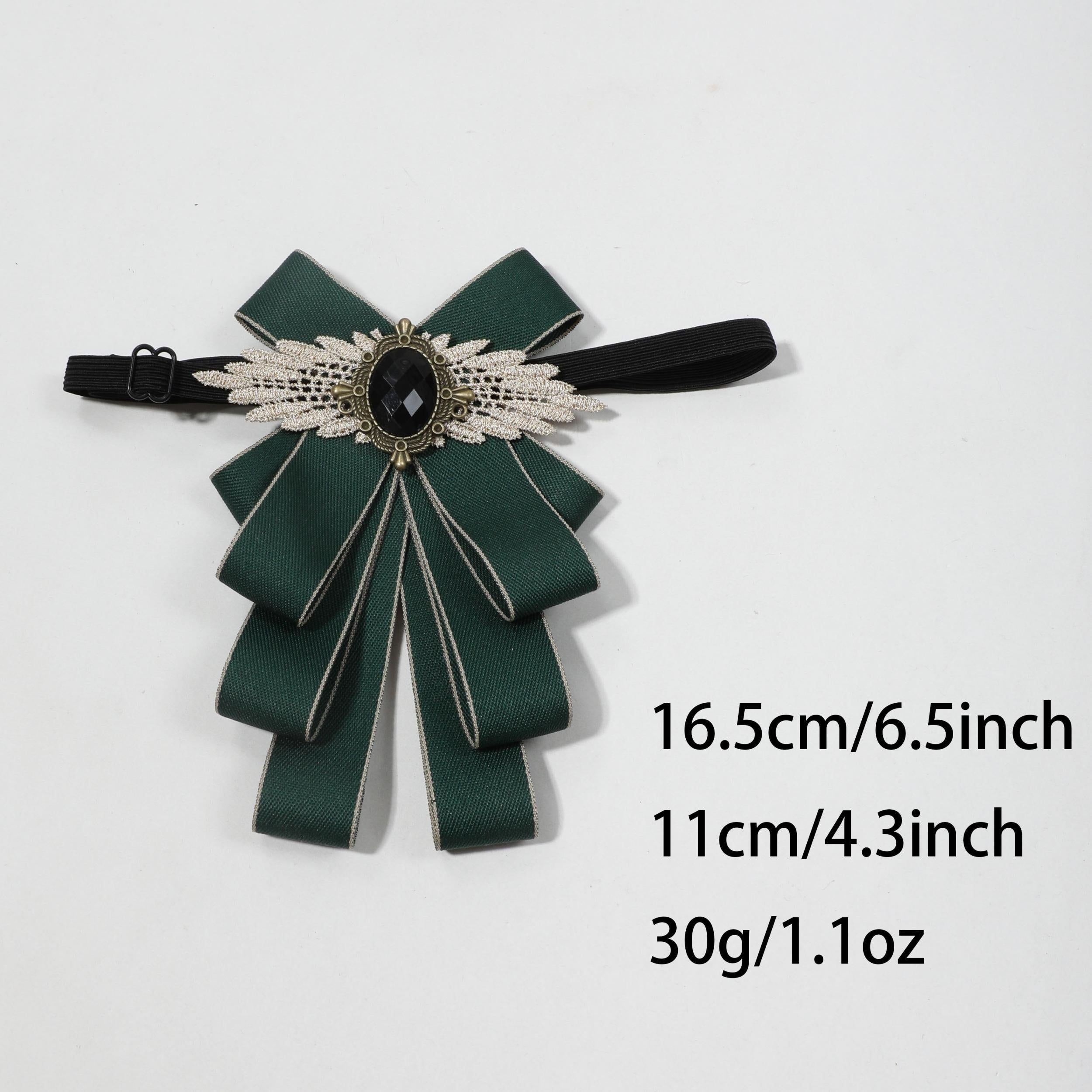 Crystal Decor Green Bow Tie Lace Wings Layer Bowknot Pre tied Neckties