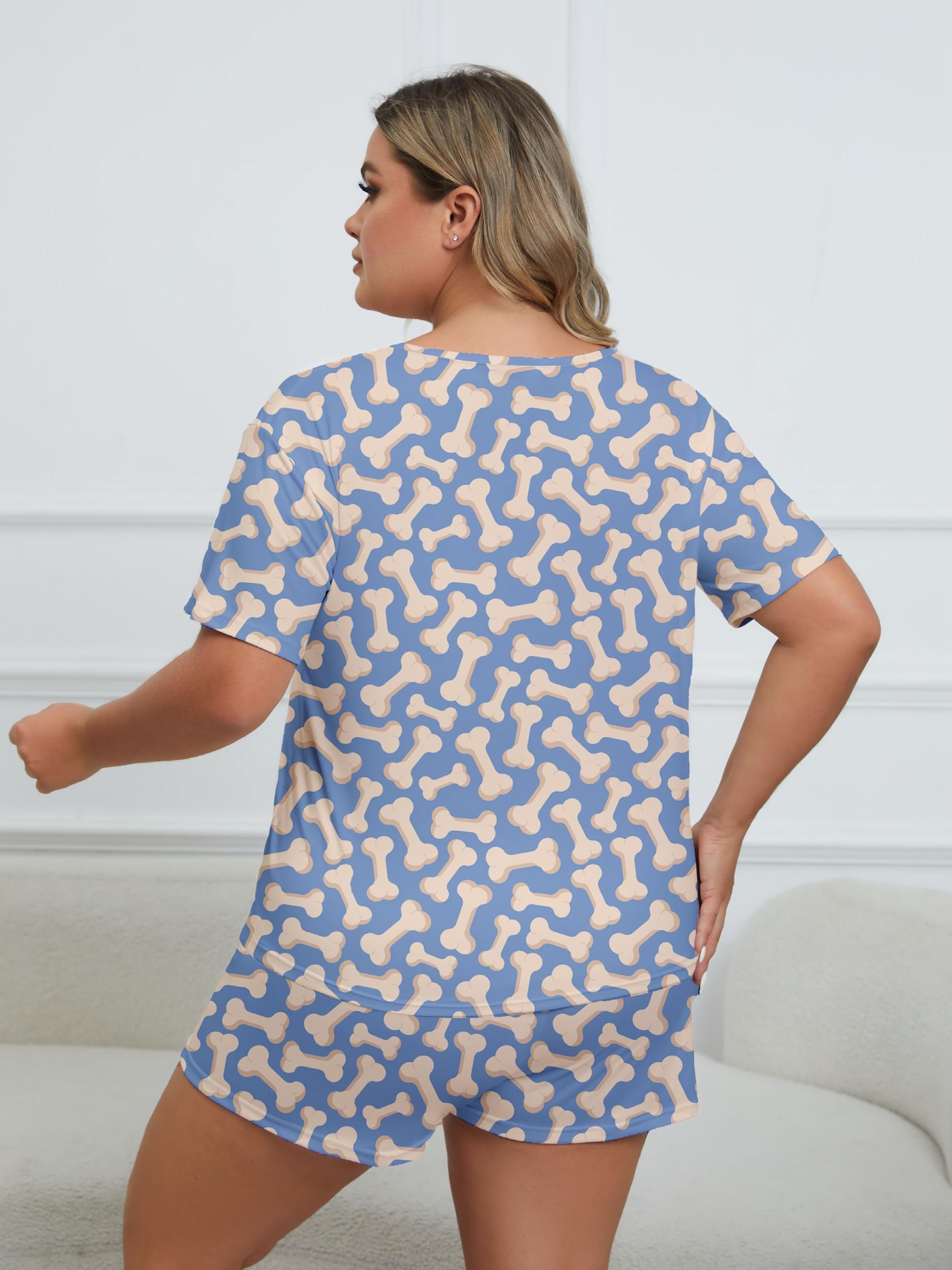  Bone Print Tee & Shorts Pajama Set