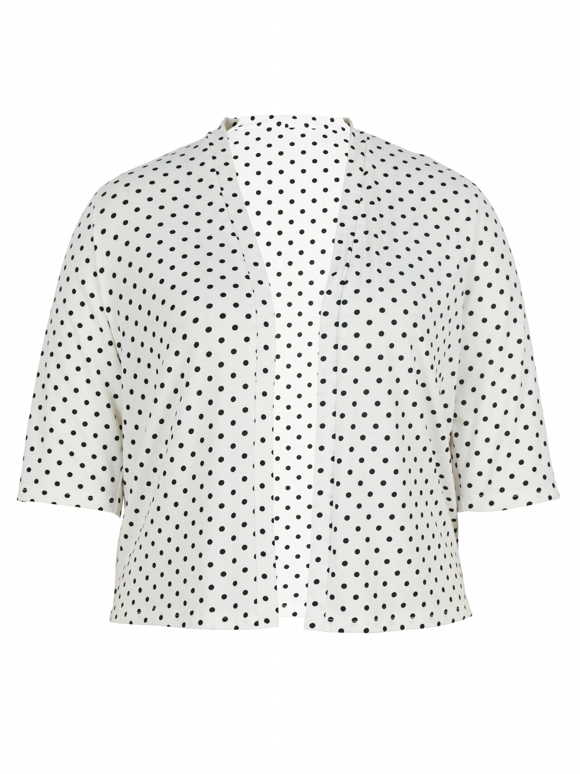  Polka Dot Print Cardigan Half Sleeve Open Front